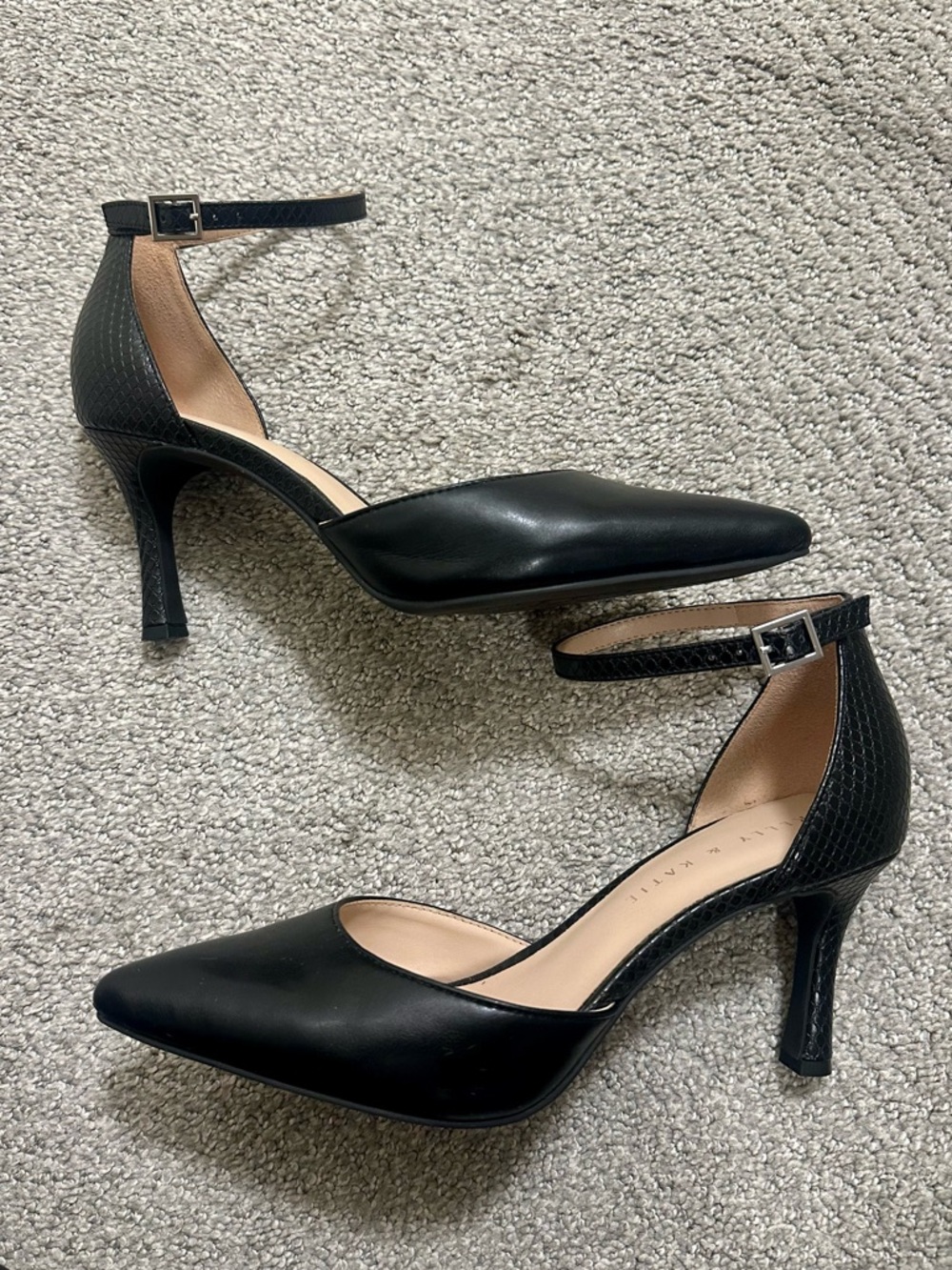 Kelly & Katie Black Pointed Ankle-Strap Pumps - Picture 3 of 7